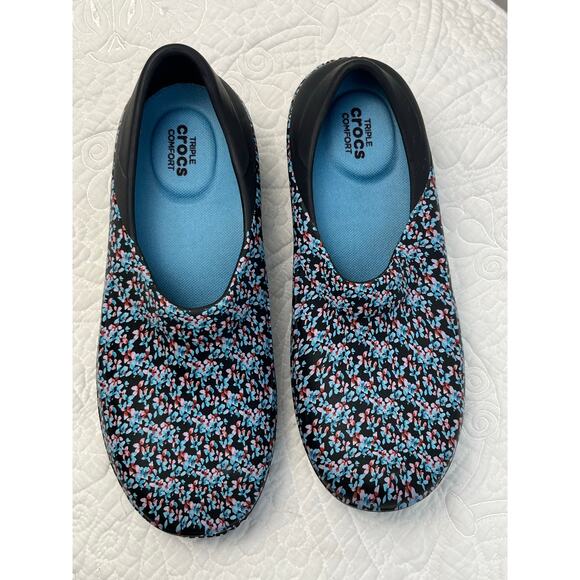 Crocs Women’s Size 9 Floral-Print Triple-Comfort Rubber Clogs – Lightweight EVA - Picture 9 of 10